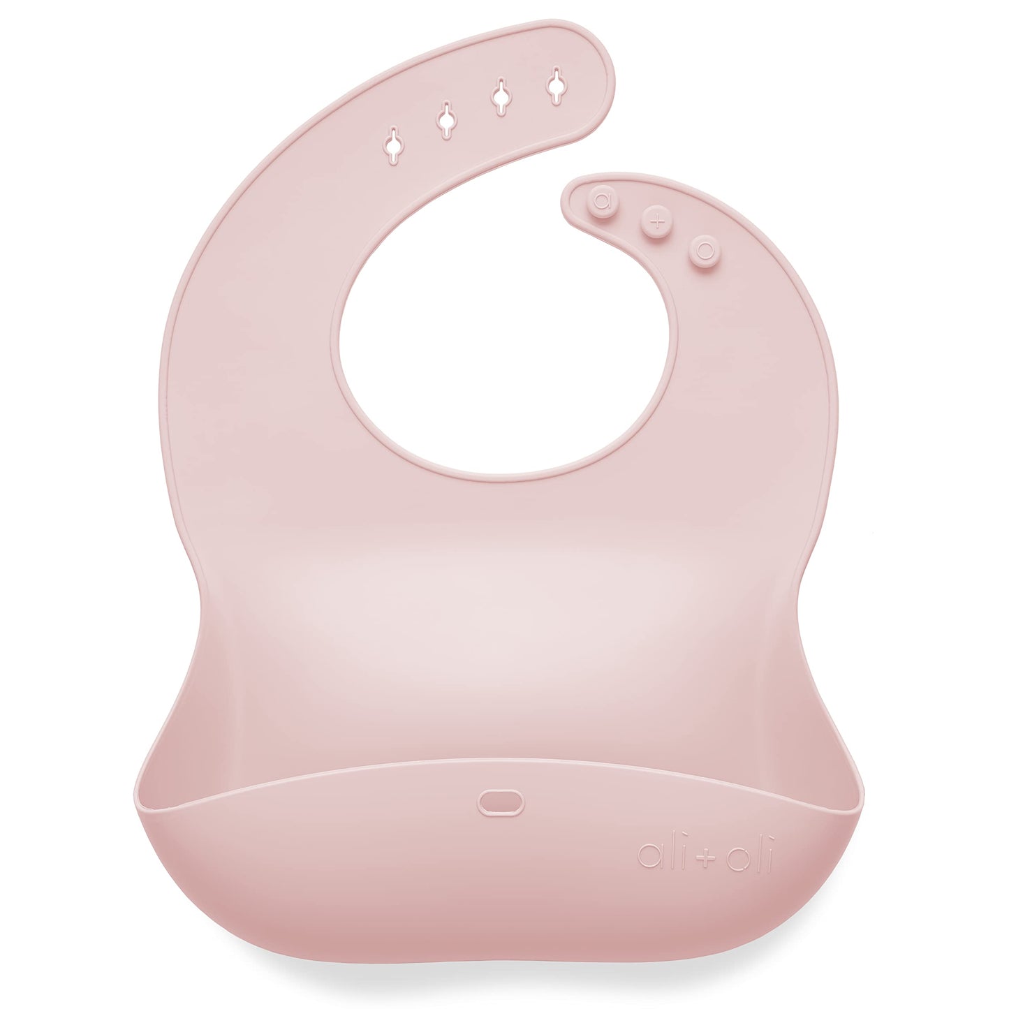 Ali+Oli Silicone Bib (True Pink) Waterproof Silicone Bibs for Babies & Toddlers, Adjustable Baby Feeding Bib, Food-Grade Silicon