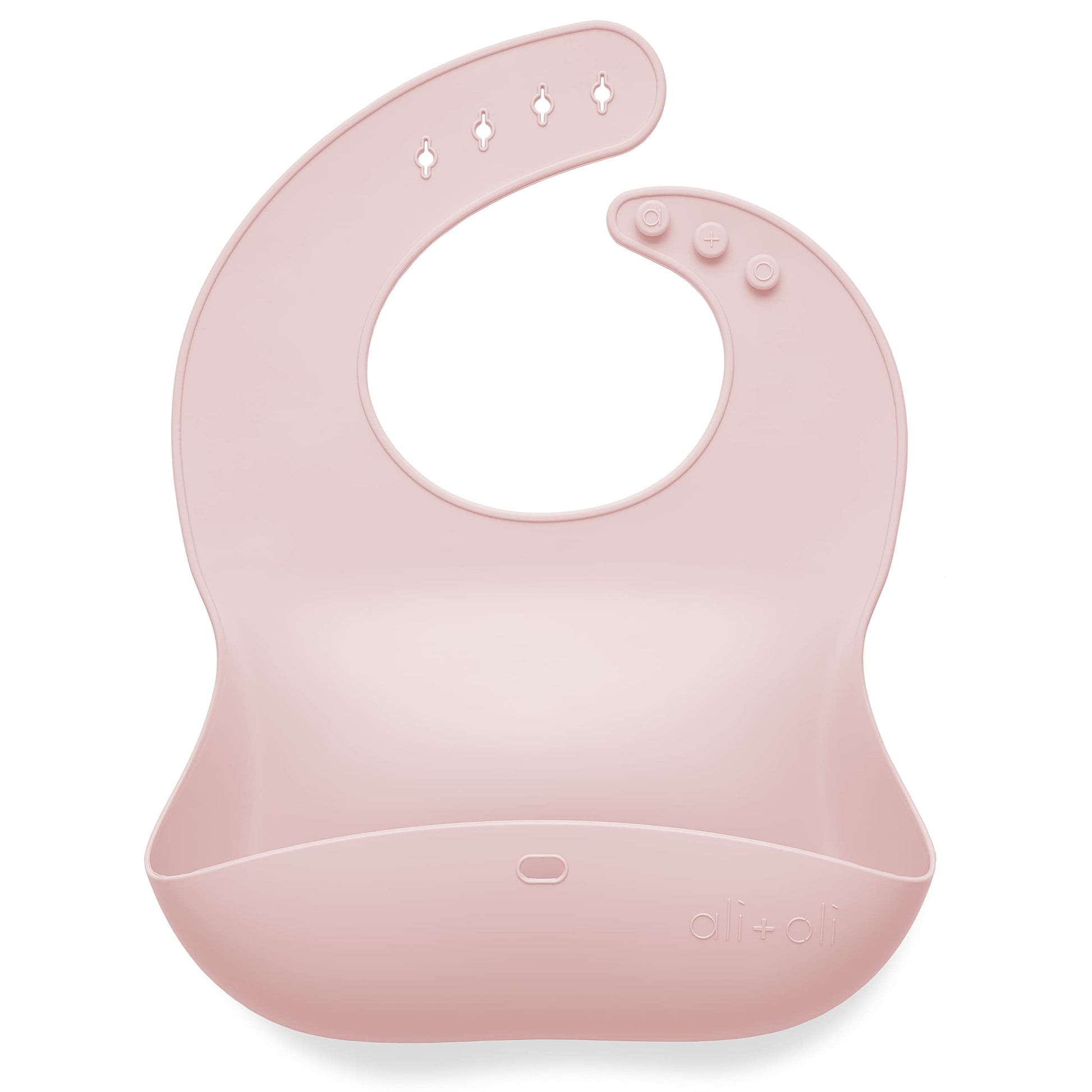 Ali+Oli Silicone Bib (True Pink) Waterproof Silicone Bibs for Babies & Toddlers, Adjustable Baby Feeding Bib, Food-Grade Silicon