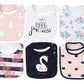 Maiwa 6 Pack Waterproof Cotton Baby Bibs For Girls For Drooling Eating Teething With Snaps