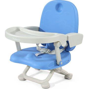 Yoleo Baby High Chair Booster Seat For Dining Table, Adjustable Height Travel Booster Seat With Tray, Toddler Booster Seat Easy