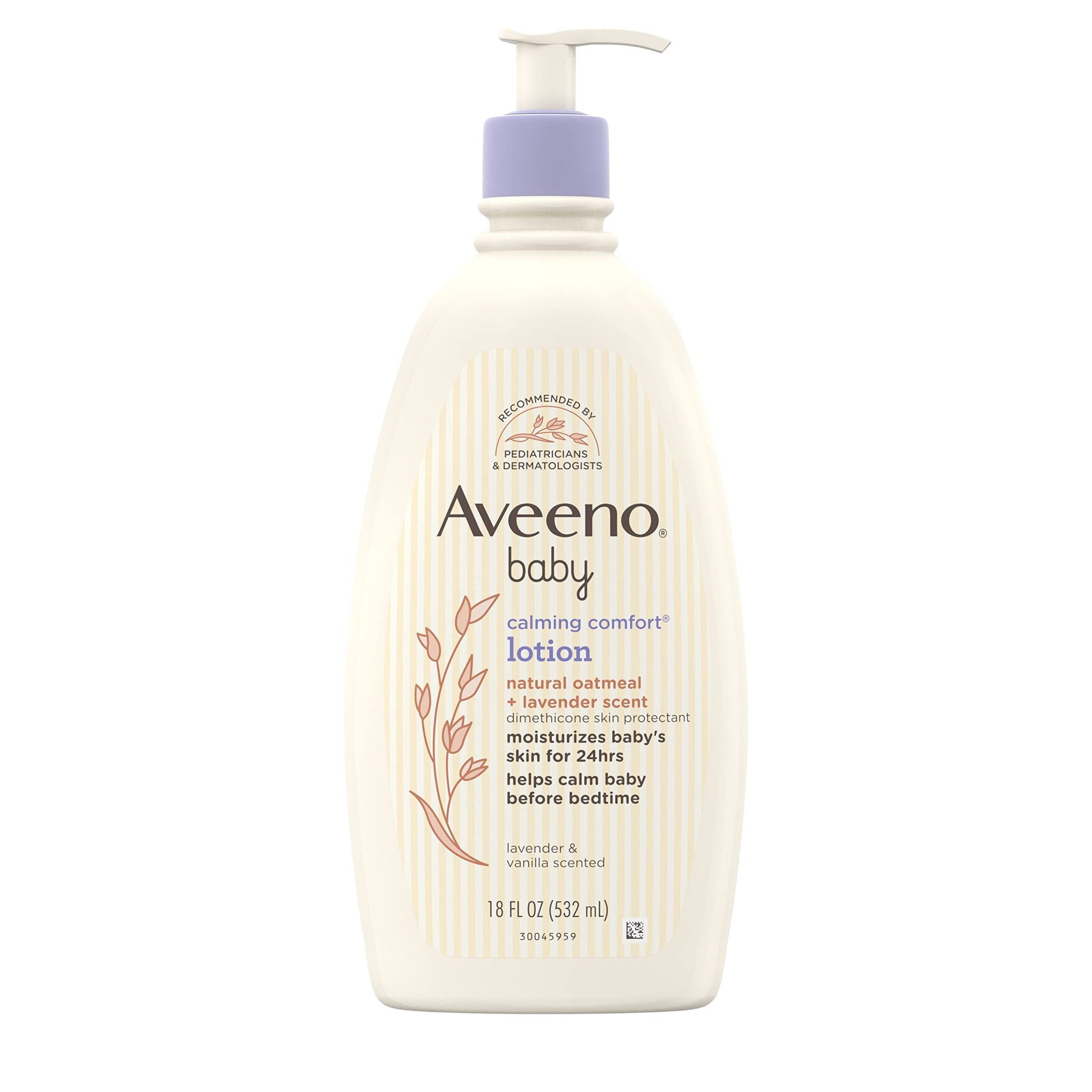 Aveeno Baby Calming Comfort Moisturizing Lotion With Relaxing Lavender & Vanilla Scents, Non-Greasy Body Lotion With Natural Oat