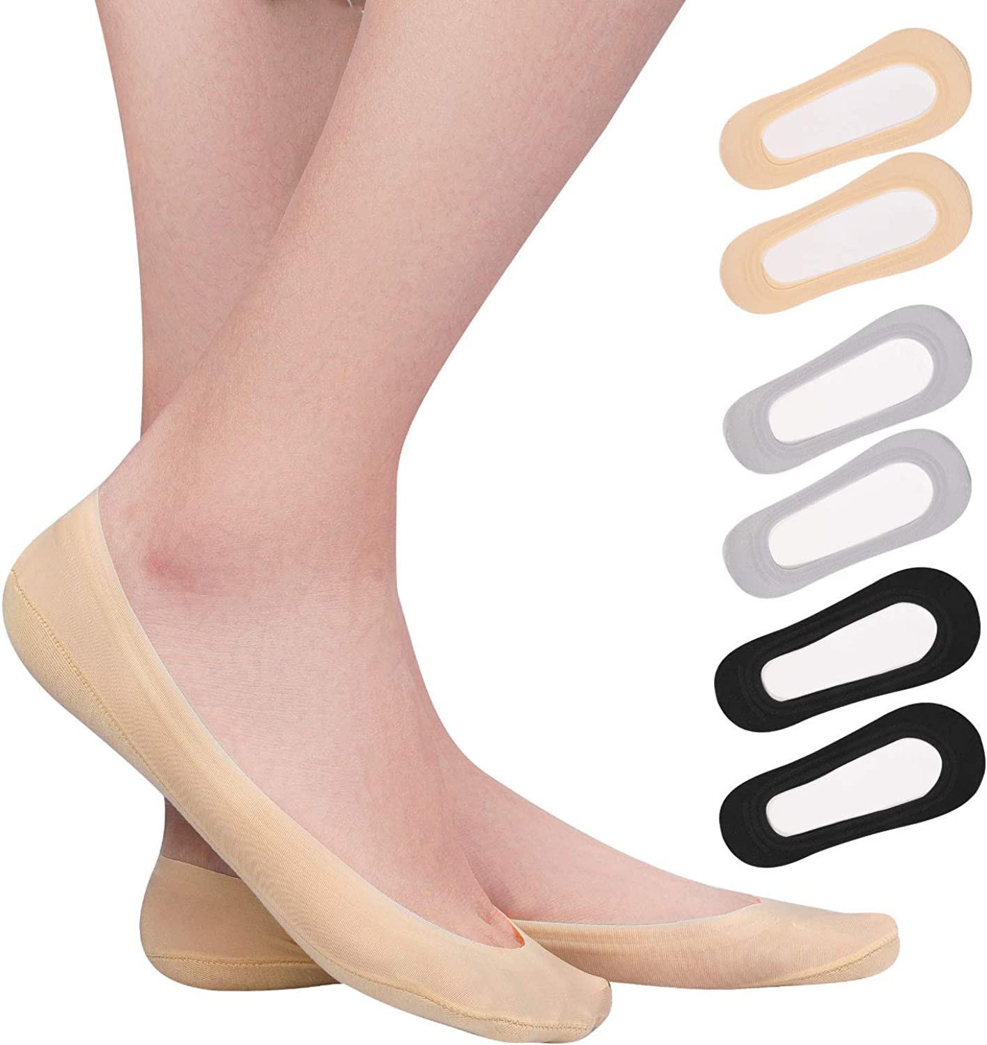 Shopping Shots 3 Pairs Women No Show Socks, Ultra Low Cut Boat Socks Non Slip Liners Socks With Silicone Strips For Boat Shoes S
