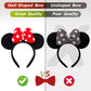 Odocare Handmade Mouse Ears Headband For Women And Girls, 3D Polka Dot Bow Minnie Ears Costume Accessories(Red-White Dots)