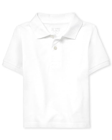 The Childrens Place Baby Boys and Toddler Boys Short Sleeve Pique Polo, White, 2T