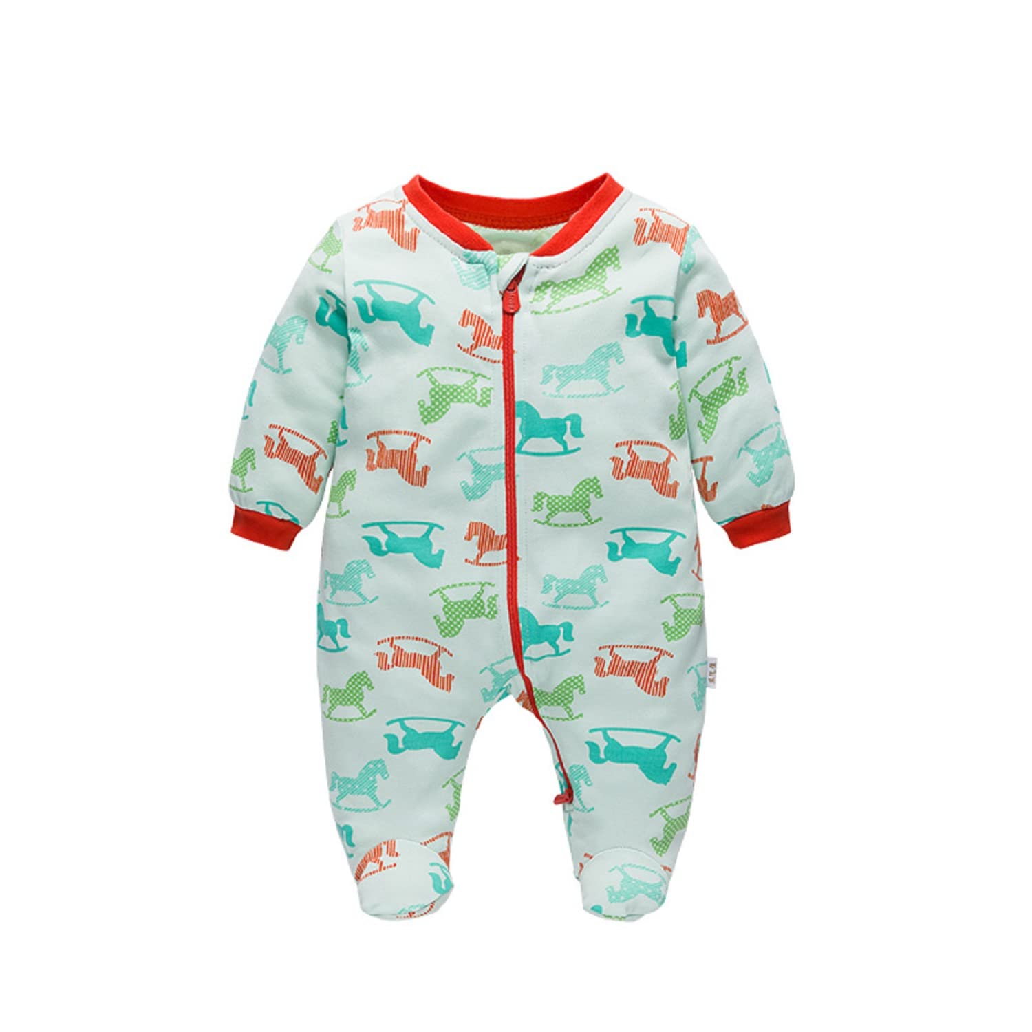 Ddy Baby Cute Bodysuit Infant One Piece Trojan Horse Pattern Romper Outerwear Toddler Jacket 12-18 Months