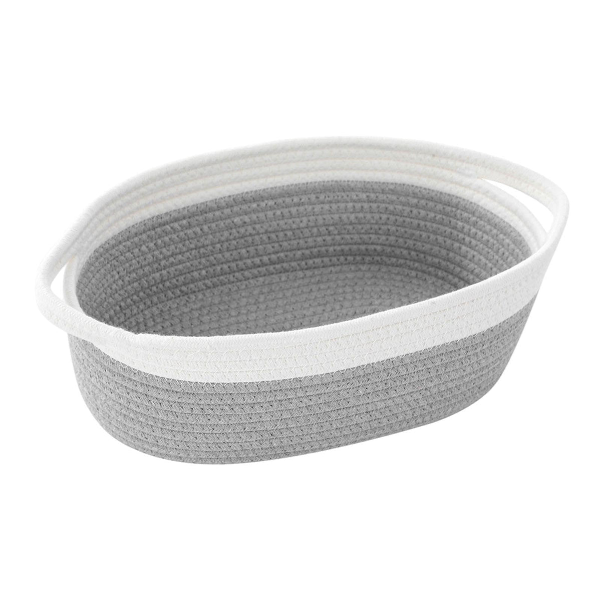 SECRET DESIRE Cotton Rope Basket Sturdy Woven Basket with Handle for Nursery Towels Diaper White Gray