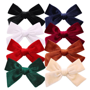 Vintage Velvet Bow Hair Clips for Baby Girl Kids Women Fall Velvet Christmas Hair Bows Barrettes Accessories (8 pcs Classical)