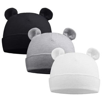 Pesaat Newborn Hospital Hat 0-12Months Preemie Boys Girls Beanie Solid Infant Baby Hats Autumn Winter (3Pack-B, Preemie)