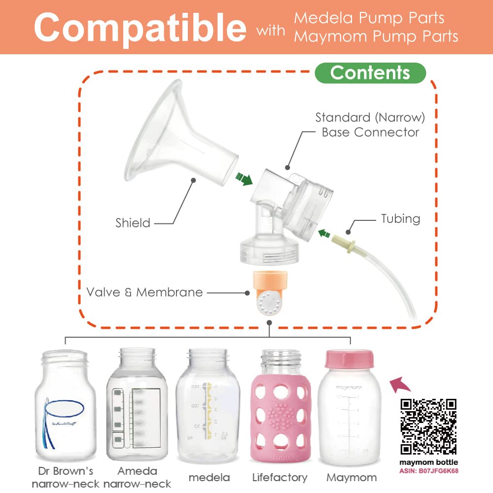 Maymom Breast Pump Kit Compatible with Medela Pump in Style Advanced Pump; 2xTwo-Piece 19mm Breastshield, 2 Valve, 4 Membrane, 2