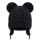 Duoyeree Toddler Winter Hat With Earflap Scarf Hood Thick Warm Kids Skull Cap For Baby Girls Boys Black