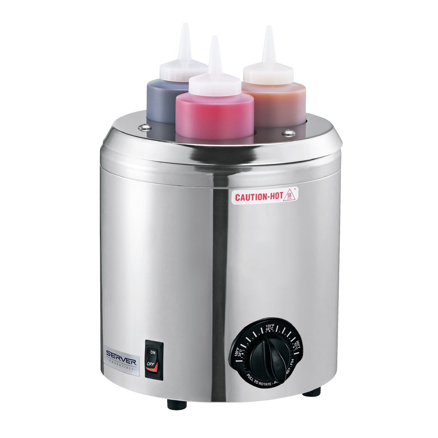 Server Products Signature Touch Squeeze Bottle Warmer (Fits 3), Heat Condiments Toppings and Sauces, Stainless Steel, Model 8681