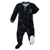 zippyjamz – Zipper Organic Sleeper Footed Baby Pajamas with Inseam Zipper (Galaxy Love - Navy, 18-24 months)