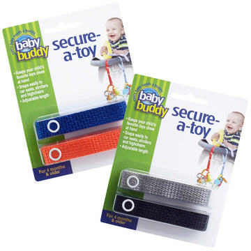 Baby Buddy Secure-A-Toy, Safety Strap Secures Toys, Teether, Pacifiers To Strollers, Highchairs, Car Seats, Adjustable Length Ke