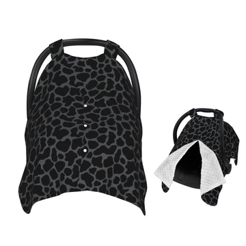 Muishi Dark Black Leopard Print Baby Car Seat Canopy Nursing Cover for Newborn Car Seat Breastfeeding Covers Blanket Newborn Sho