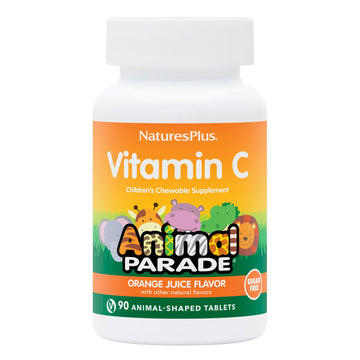 Natures Plus Animal Parade Sugar-Free Children'S Vitamin C, Natural Orange Juice Flavor - 90 Chewable Animal Shaped Tablets - Im