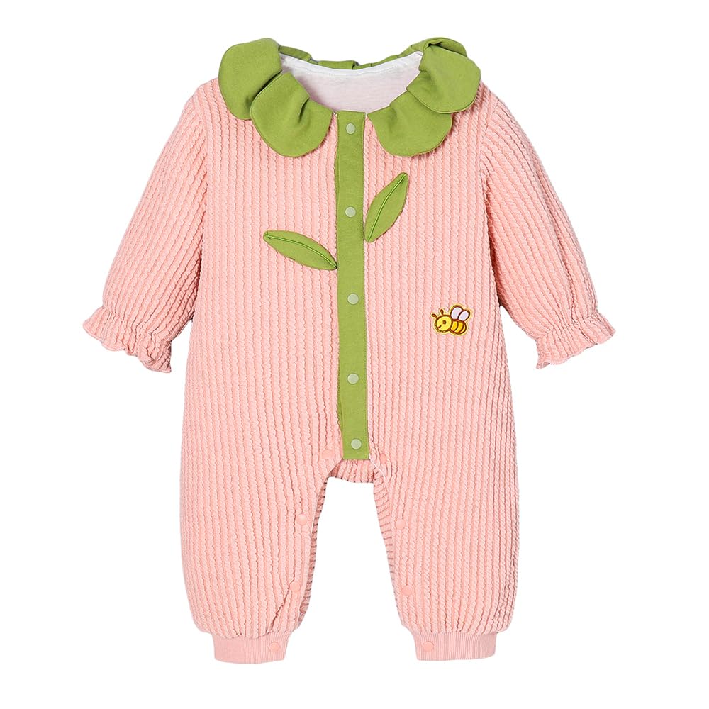 Hopscotch Girls Full Sleeves Pink Flower Petal Collar Bodysuit For Ages (1218 Months)