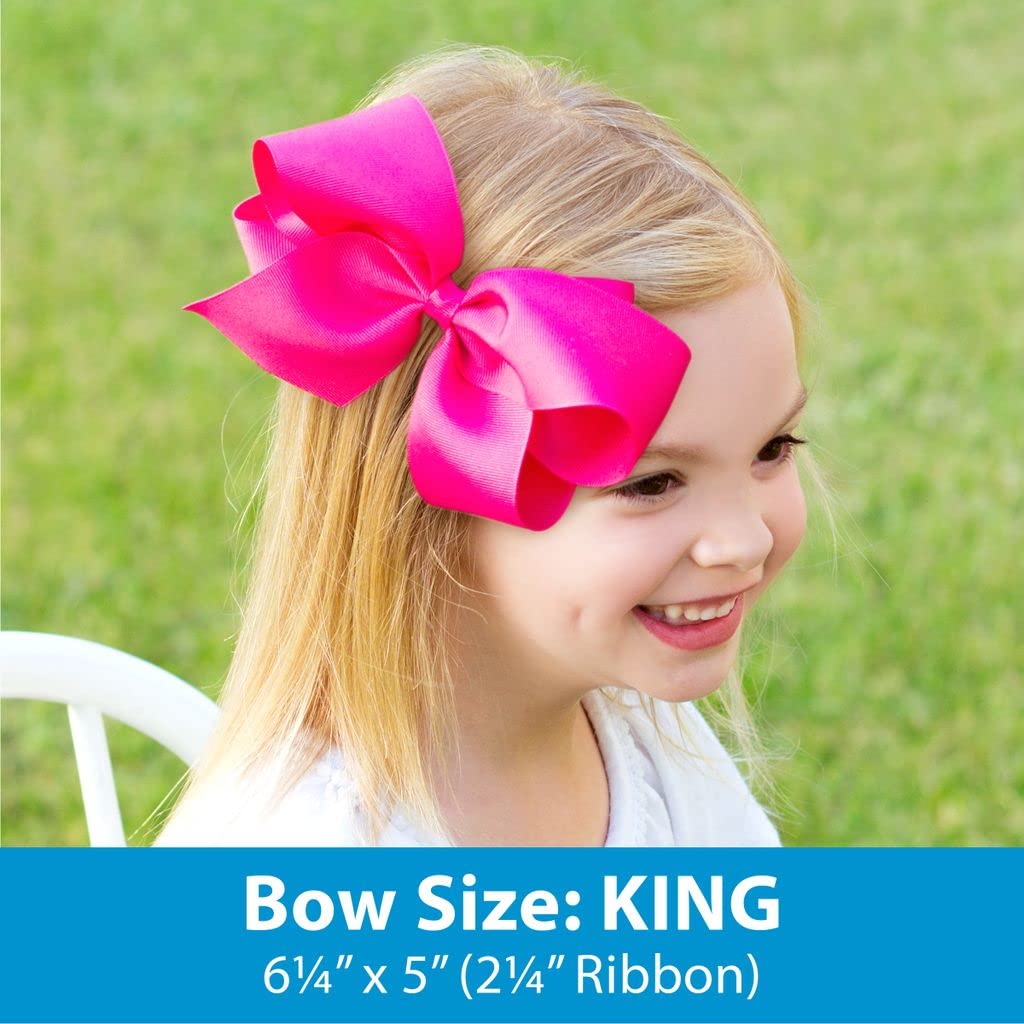 Wee Ones Girls' Classic Grosgrain Hair Bow With Plain Wrap Center On A Weestay Hair Clip, Handmade, Small Sized Bow, Forest Gree
