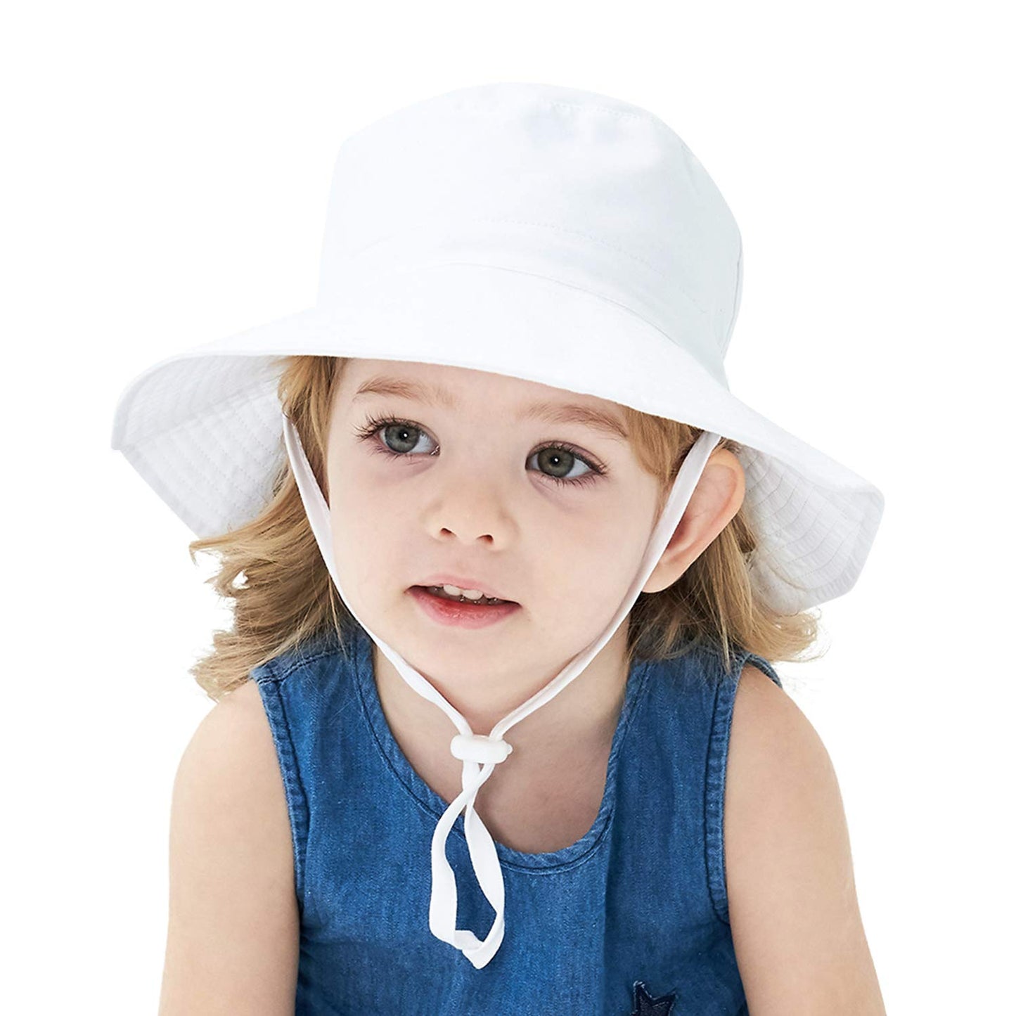 Zando Baby Sun Hat Summer Upf 50+ Sun Protection Baby Boy Beach Hats Kid Wide Brim Bucket For Baby Girl White 4-8 Years