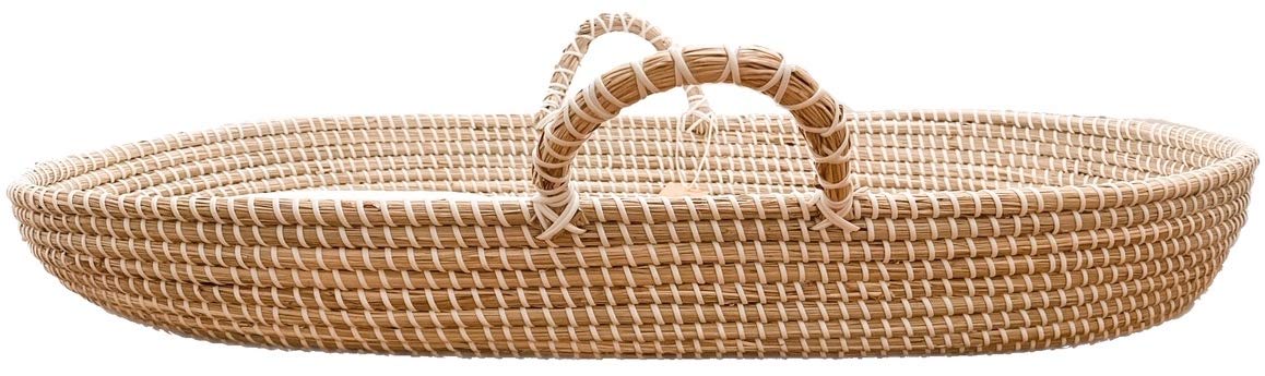 Seagrass Baby Changing Basket With Waterproof Pad | Portable Diaper Changing Topper For Dresser Or Table | A Nursery Essential
