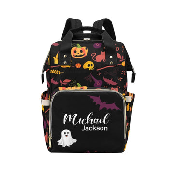 Personalized Diaper Bag Backpack for Women, Custom Name Nursing Mommy Daypack, Diaper Bag for Girls Boys, New Mom Dad Gifts (Bat