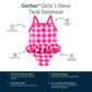 Gerber Girls' One-Piece Swimsuit, Pink Gingham Strawberry, 0-3 Months