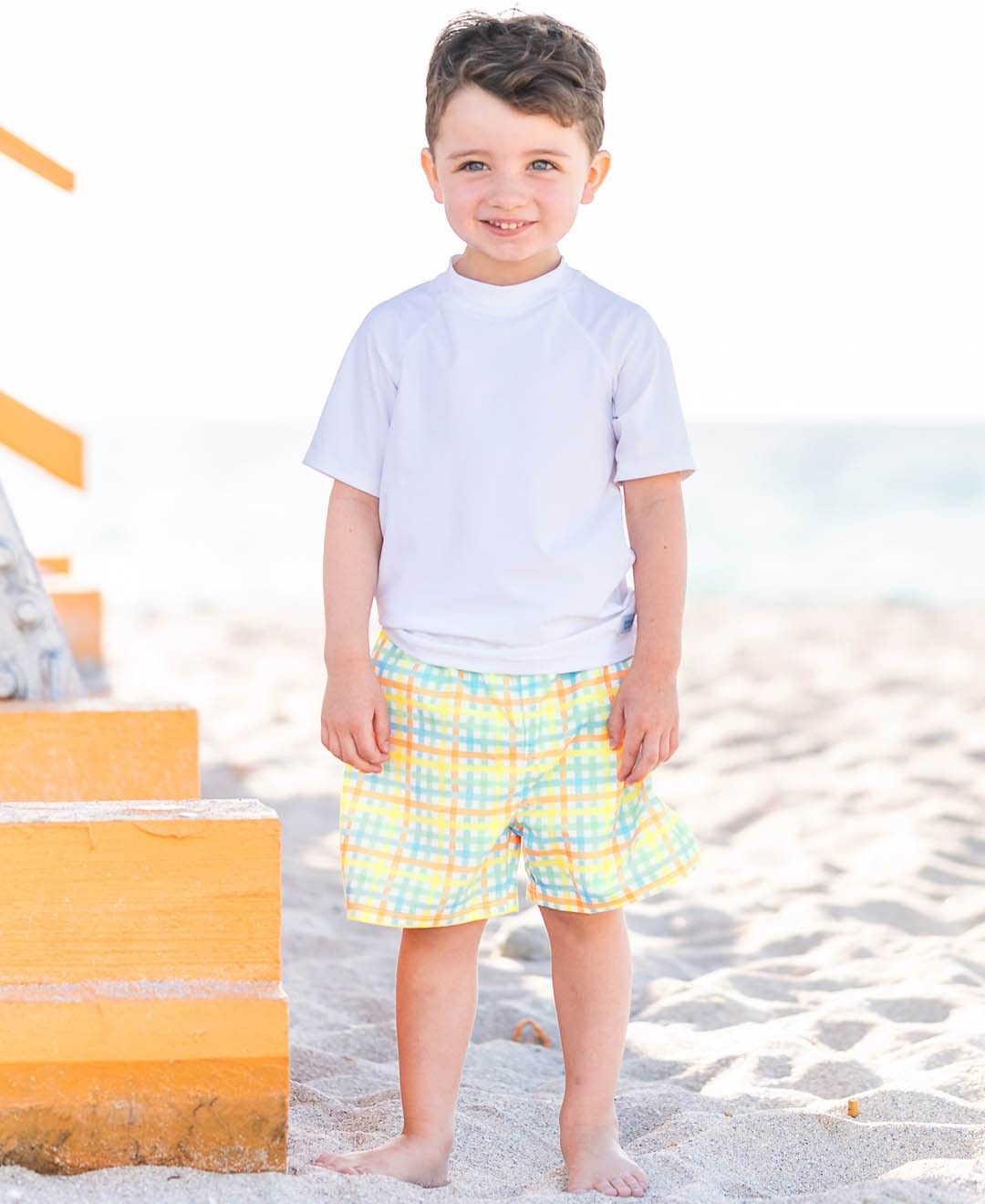 Ruggedbutts Baby/Toddler Boys White Short Sleeve Rash Guard - 6-12M