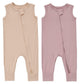 Baby Sleeveless Romper Zipper Toddler Summer Jumpsuit Rayon Outfits Infant Footless Pajamas(Ivory & Purplepink, 6-12M)