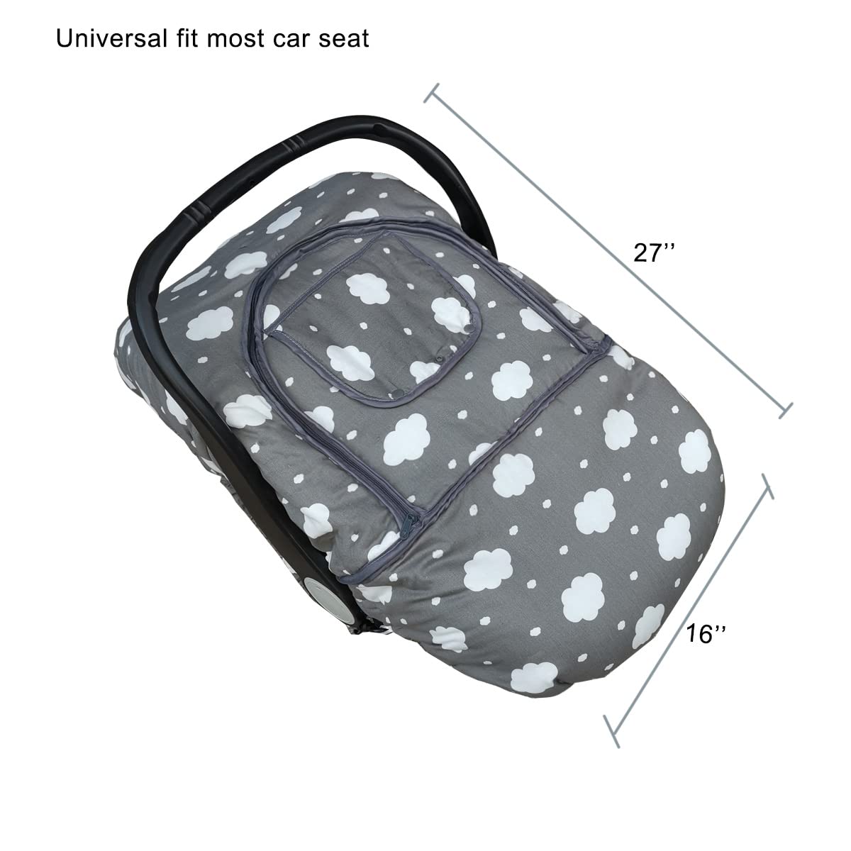 Carseat Cover, Winter Baby Car Seat Covers For Infant Car Seat, Baby Carrier Cover Canopy, Window In Door Zipper Open, Thick Pad