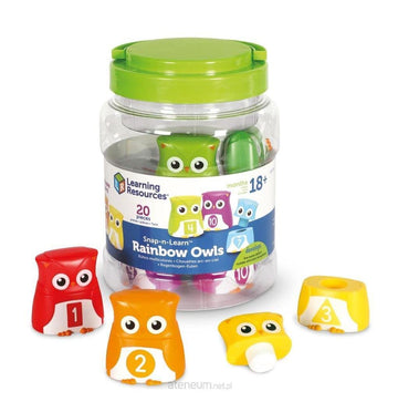 Learning Resources Snap-n-Learn Rainbow Color and Shape Recognition, Letter Owls, Alphabet Toy, 10 Pieces, Ages 2+