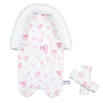 HPIENOYA Baby Car Seat Head Support Cushion and Strap Cover for Girls - Infant Carseat Insert Support Soft Minky Newborn Headres