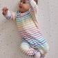 Honestbaby Baby Girls Play Footed Pajamas One-Piece Jumpsuit Zip-Front Pjs 100% Organic Cotton For And Toddler Sleepers, Rainbow