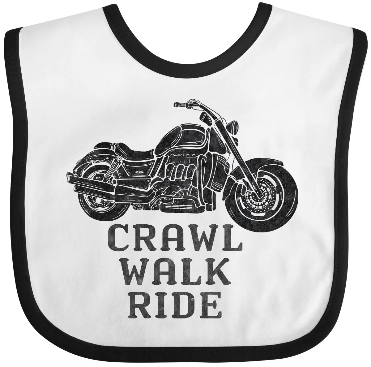 Inktastic Crawl Walk Ride Motorcycle Baby Bib White And Black 3Ba76