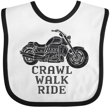 Inktastic Crawl Walk Ride Motorcycle Baby Bib White And Black 3Ba76