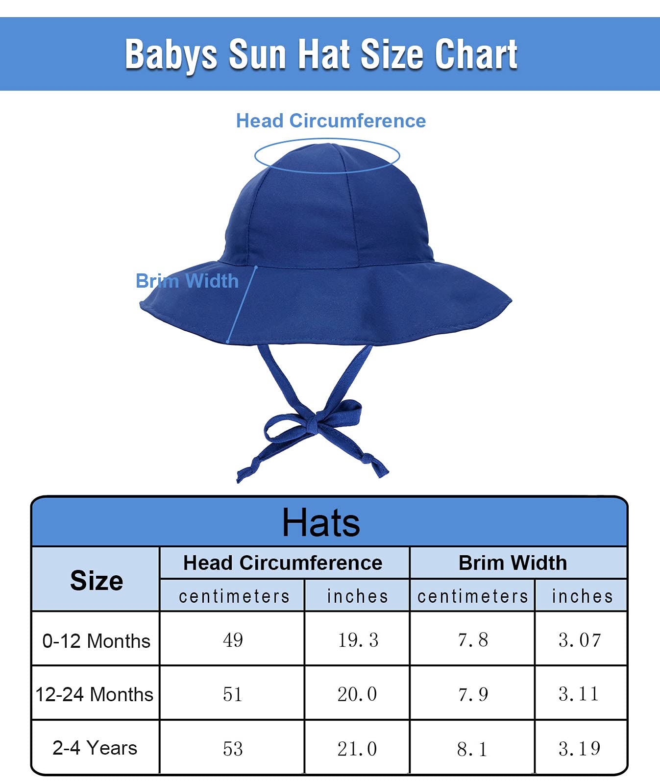 Simplikids Upf 50+ Uv Ray Sun Protection Wide Brim Baby Sun Hat,Navy,12-24 Months