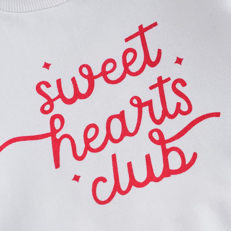 Wybzd Baby Girl Valentines Day Outfit Sweet Hearts Club Sweatshirt Top Bell-Bottom Pants Sets Cute Toddler Clothes Sweet Hearts