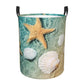 Pevtufa Starfish And Seashell Foldable Laundry Basket Organizer,Fabric Clothes Toy Storage Basket Nursery Hamper Storage Bin For