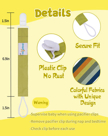 Babygoal Neutral Pacifier Clips, 6 Pack Binky Paci Holder Leashes For Baby Boys And Girls Fits For Most Pacifier, Binkie Styles