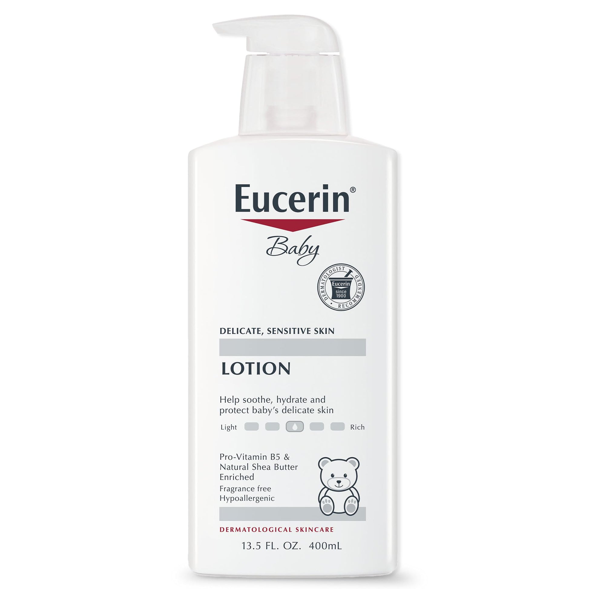 Eucerin Baby Body Lotion, Hypoallergenic And Fragrance Free Baby Lotion, Baby Moisturizer With Pro-Vitamin B5 And Shea Butter, 1