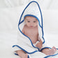 Swaddledesigns Cotton Terry Baby Hooded Towel, Tiny Triangle Shimmer, Blue