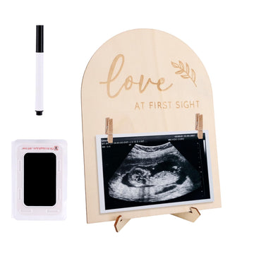 Baby Scan Sonogram Picture Frame, Ultrasound Photo Frame Pregnancy Announcement Keepsake with Bracket Clip Ink Pad & Pen for Gen