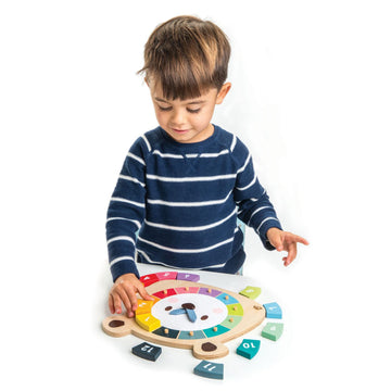 Tender Leaf Toys - 12 Pcs Bear Colors Clock, Early Learning Time, Educational Learning Clock Toy - Wooden Clock, Lovely Shapes -