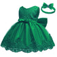 Little Girls Christmas Embroidery Lace Dresses Princess Easter Halloween Wedding Formal Event Dress(Green,120) 5-6 Years