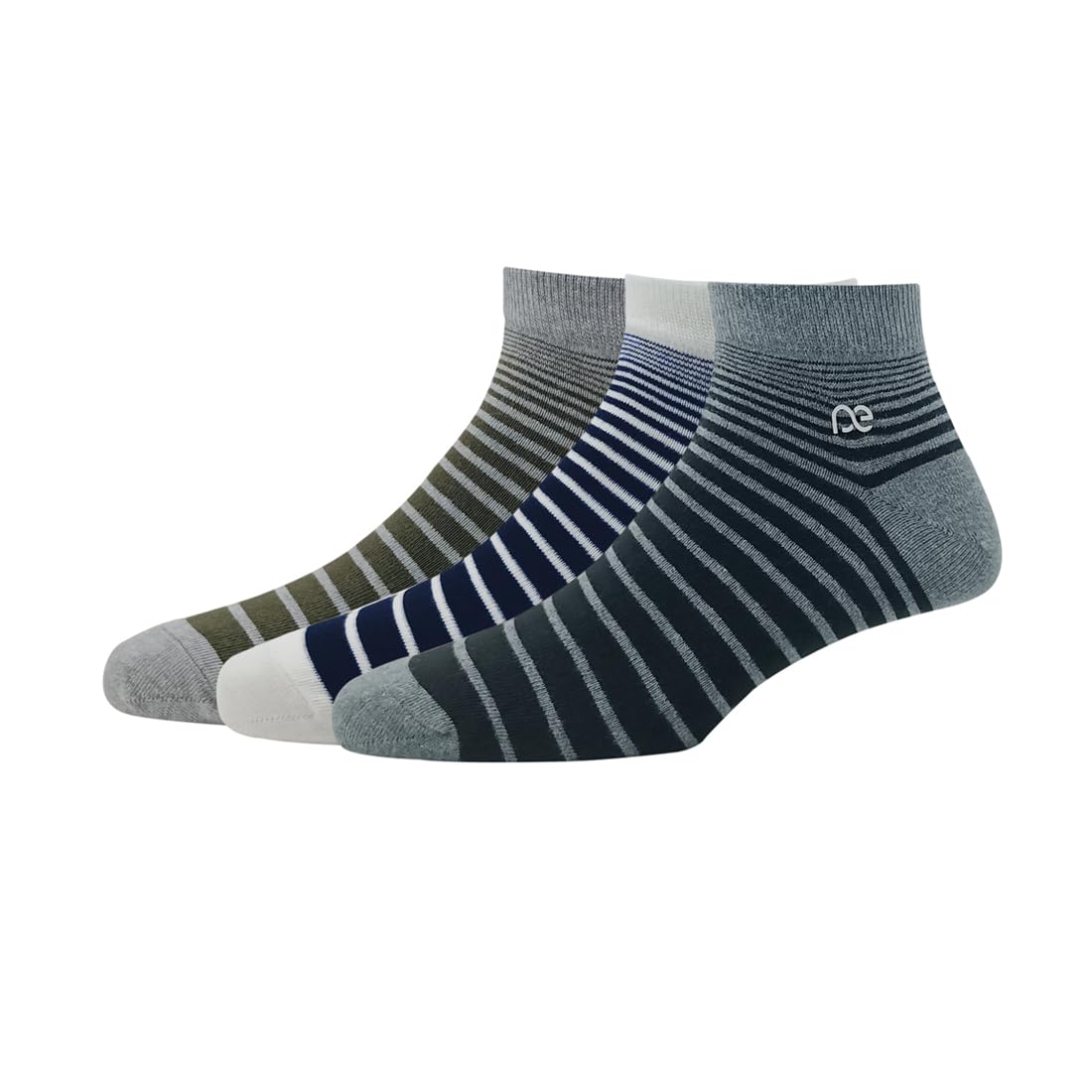 Peter England MenS Cotton Ankle Length Socks (Pack Of 3) Olive, Navy, Black
