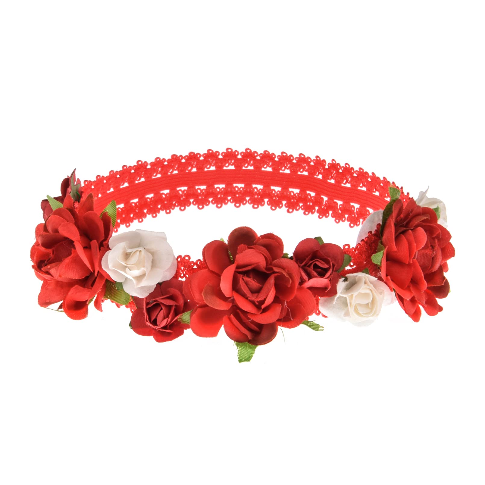 Love Sweety Baby Girls Flower Headband Rose Floral Headpiece For Birthday Festival Photo Prop (Red)