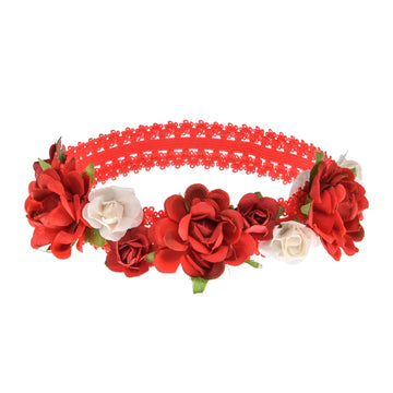 Love Sweety Baby Girls Flower Headband Rose Floral Headpiece For Birthday Festival Photo Prop (Red)