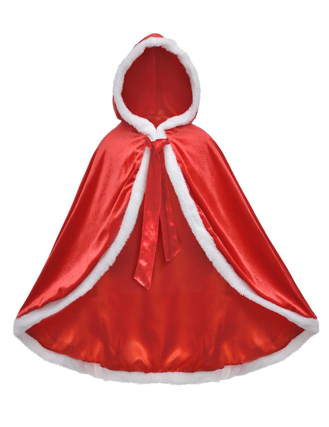 Little Red Riding Christmas Fur Princess Cape Hood Cloaks Costume For Girls 3-4 Years(110Cm)