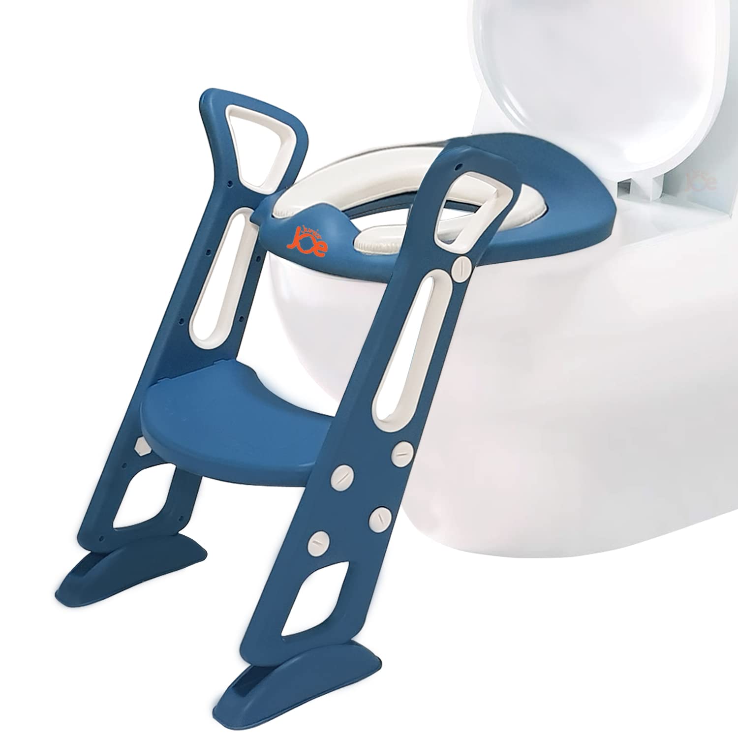 Junior Joe Acrylonitrile Butadiene Styrene Foldable Potty Training Seat Chair With Handrails, Non-Slip Toilet Potty Stand And La