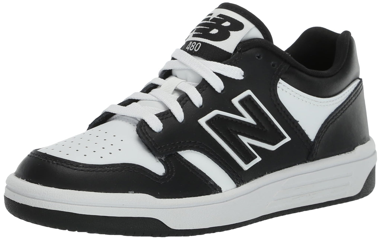 New Balance Baby 480 V1 Lace-Up Sneaker, Black/White, 4 Wide Us Unisex Infant