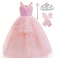 Xefenki Good Witch Glinda Costume Dress For Girls Halloween Cosplay Outfits With Crown Magic Wand And Gloves
