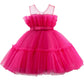 Flower Baby Girl Lace Dress Toddler Tulle Sleeveless Bow Princess Party Wedding Pageant Bridesmaid (Hot Pink042.3-4 T)